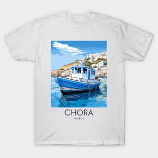 A Pop Art Travel Print of Chora Andros Island - Greece T-Shirt